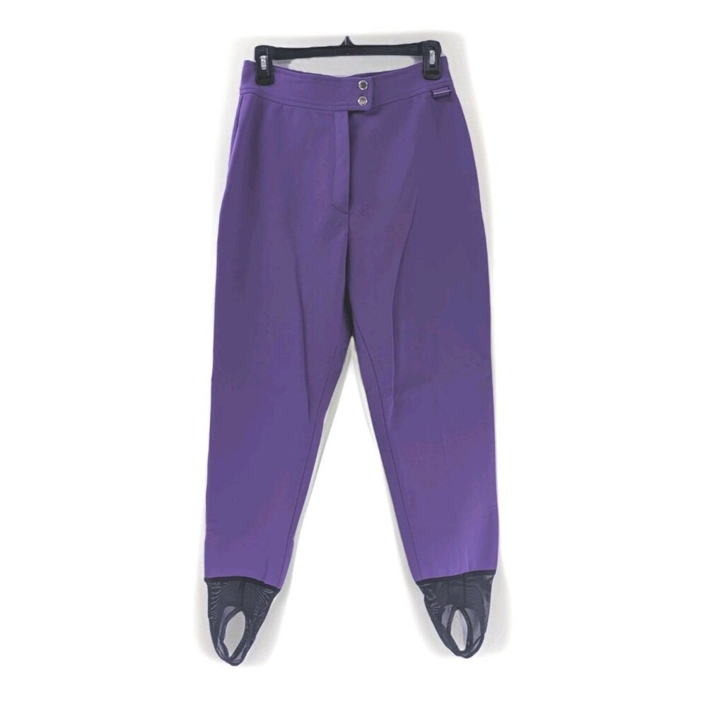 Edelweiss Ski Wear Vintage Purple Wool Nylon Stretch Stirrups Ski Pants Size 28
